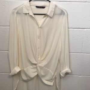Zara High Low Front Twist Blouse